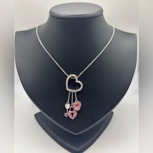 Authentic Swarovski hearts key charms necklace